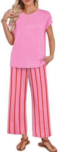 WIHOLL Two Piece Sets for Women Summer Spring Outfits Lounge Sets Beach Vacation Clothes Airport Travel Matching Clothing