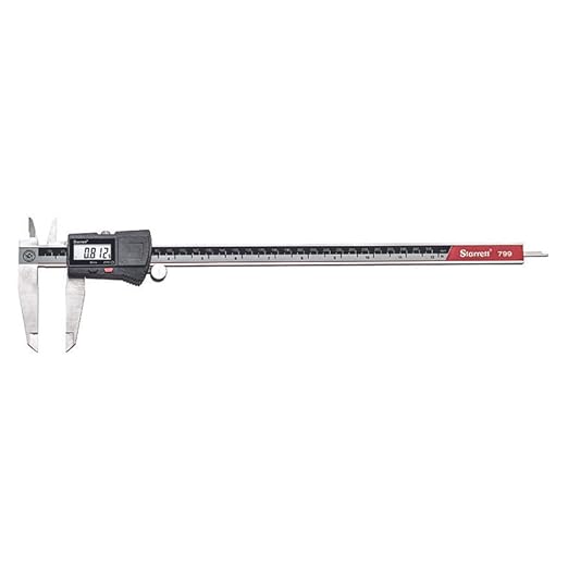 Starrett Stainless Steel Electronic Slide Caliper - 0-12" Range, .0005" Resolution, LCD Display, Fine Adjustment Thumb Wheel, in/mm Conversion - EC799A-12/300
