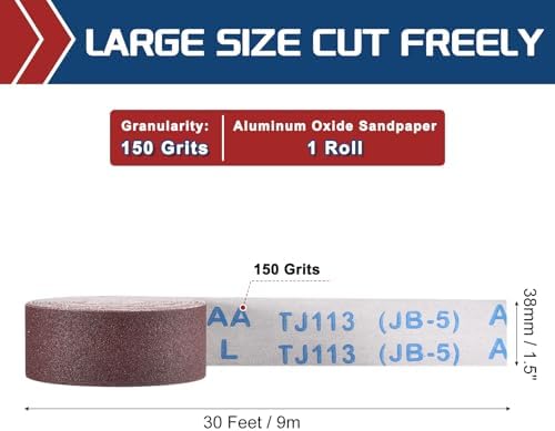 Sandpaper Roll 1.5Inch 30FT 150Grit Aluminum Oxide Emery Cloth Roll