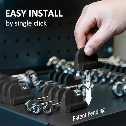 DEHOYI 80 pcs MAGNETIC Modular Wrench Organizers for Tool Drawers - Wrench Rack with Metric & SAE Labels, Perfect Tool Storage Holder. Gift for father, brother and boyfriend (With Magent) (Black)