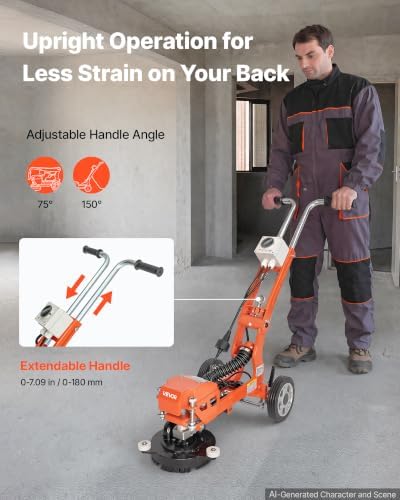 VEVOR Electric Concrete Grinder, 1400W 3600 RPM, Walk Behind Floor Polisher