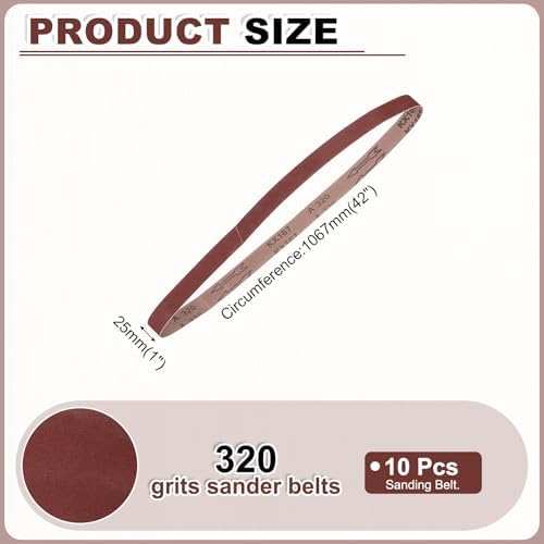 HARFINGTON 1 x 42 Inch Sanding Belts, 10 Pcs 320 Grits Aluminum Oxide