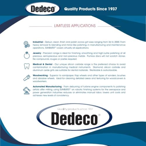 Dedeco Sunburst Radial Bristle Discs 12-Pack - 4" Curved - 3/8" Arbor - Blue 400 Grit (Fine) - Aluminum Oxide for Polishing & Finishing