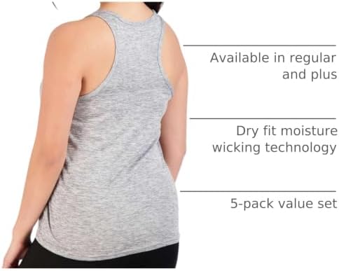 5 Pack Women's Dry Fit Tank Tops Sleeveless Athletic Workout Gym Yoga
