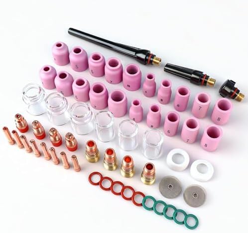 59pcs TIG Accessories Kit, Alumina Nozzle Glass Cup for WP-17 Torch