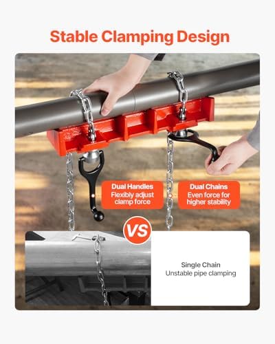 VEVOR Pipe Welding Vise, 1/2" to 8" Pipe Welding Clamp with Dual Chains & Crank Handles, Heavy-Duty Cast Iron Welding Vise for a Variety of Pipes