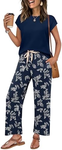 WIHOLL Two Piece Sets for Women Summer Spring Outfits Lounge Sets Beach Vacation Clothes Airport Travel Matching Clothing