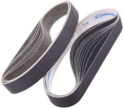Taokyid 1-1/8 x 21 Inch Sanding Belts 120 240 400 600 800 1000 Grit 18 Pcs