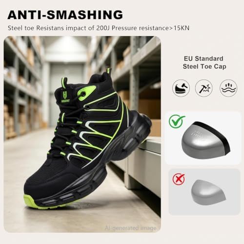 Hogent Steel Toe Shoes for Men Women - Non Slip & Lightweight Work Shoes