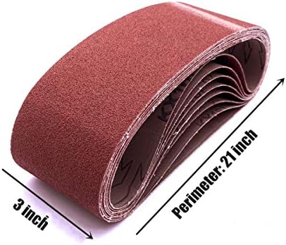 Taokyid 3x21 Sanding Belts for Belt Sander, 8 Each of 40 60 80 Grit, 24 Pcs