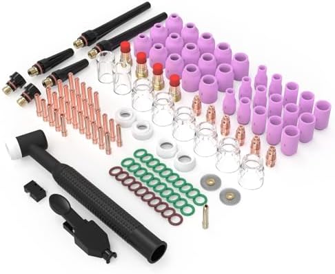123 Pcs TIG Welding Torch Kit - Alumina Nozzle, Collets, Stubby Gas Lens #12 Heatproof Glass Cup, Consumables for WP-17/18/26