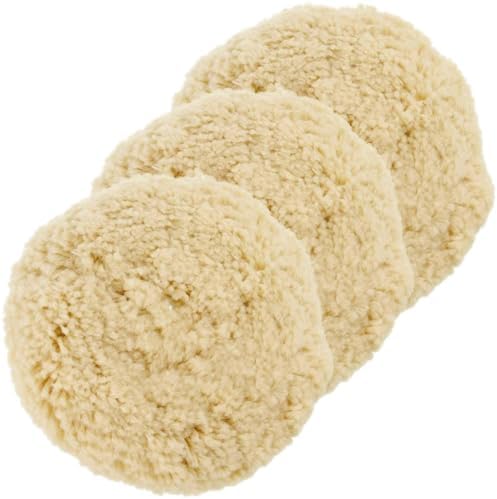 Wool Polishing Pads, SPTA 6"(150mm) 100% Natural Wool Buffing Pad with Hook & Loop Backing 4pcs Set Come with 5/8-11 Thread Backing Plate for Car Polishing, Buffing and Cutting