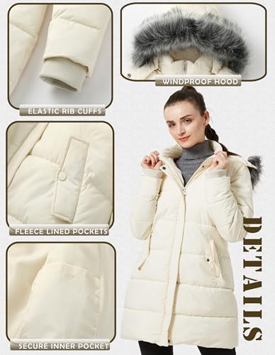 GGleaf Women's Winter Puffer Coat with Removable Fur Hood Warm Snow Jacket