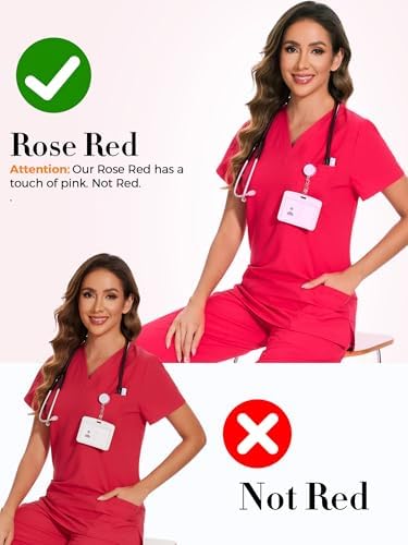 COZYFIT Scrubs for Women Set - Stretch V-Neck & Jogger Pant with 9 Pockets