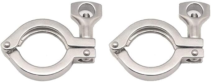 Beduan 3/4" Sanitary Tri Clamp, 304 Stainless Steel Single Pin Heavy Duty Tri Clamp Clover with Wing Nut for Ferrule TC Tube OD 3/4"(Pack of 2)