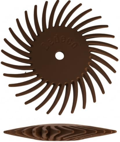 Dedeco Sunburst Radial Bristle Discs 12-Pack - 1-1/2" Curved Knife-Edge - Brown 36 Grit (Ultra-Coarse) - Aluminum Oxide for Polishing & Finishing