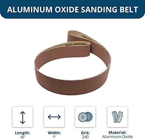 Benchmark Abrasives 2” x 72” Inch Sanding Belts with Aluminum Oxide Sand Paper for Metal Grinding, Sanding, Knife Polishing, Surface Blending Belt Sander Paper Belt for Woodworking (6 Pack), 240 Grit