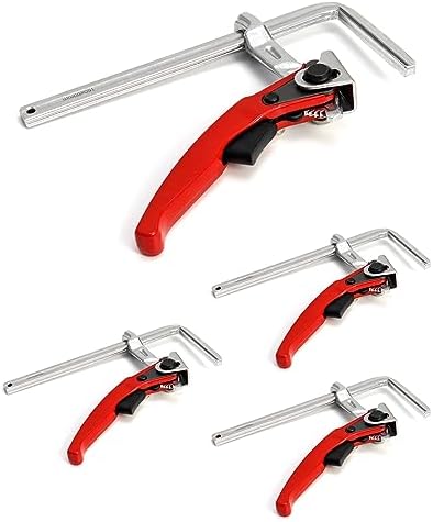 QWORK Ratcheting Table Clamp, 4 Pack Quick Release Bar Clamp with 6-5/16" Capacity and 2-5/16" Throat Depth for Sanding, Cutting
