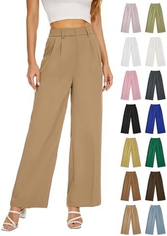 KICZOY Women Casual Wide Leg Dress Pants High Waist Lightweight Flowy Pants