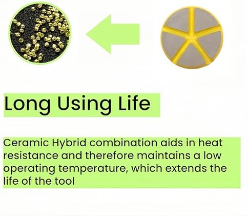 Hybrid Ceramic Transitional Diamond Polishing Pucks for Concrete Terrazzo Floor, 3 Inch Hook and Loop Aggressive Floor Grinding Discs, 100# 9PCS