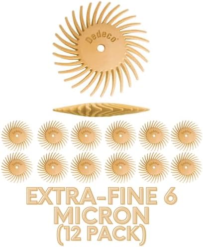 Dedeco Sunburst Radial Bristle Discs 12-Pack - 1-1/2" Curved Knife-Edge - Peach 2500 Grit (Extra-Fine 6 Micron) - Aluminum Oxide for Polishing & Surface Finishing