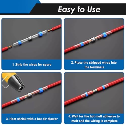 532Pcs Heat Gun for Shrink Tubing, Solder Seal Wire Connectors & Heat Shrink Tubing Kit, 26-6 AWG Waterproof Heat Shrink Wire Connectors with Mini Heat Gun for Marine Electrical