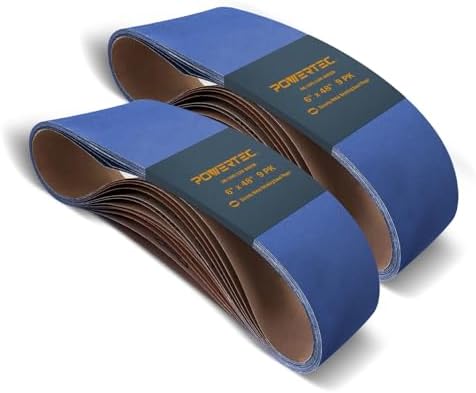 POWERTEC 6 x 48 Inch Zirconia Sanding Belts, 6 Each of 36/100/120 Grits, 18PK, Belt Sander Sanding Belt Assortment for Bench Sander, Belt and Disc sander, Woodworking, Metal Grinding (464801Z-P2)