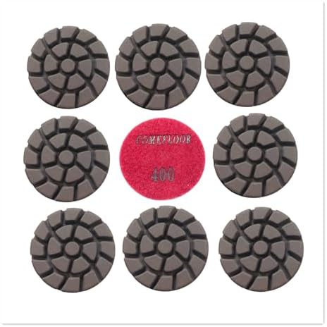 Concrete Floor Polishing Pucks Sharp Diamond Copper Bond Grinding Disc, Fit Ride-on Floor Grinder, Walk-Behind Grinder, 3 Inch Hook and Loop Long Using Life Polishing Pads, 400#, 9 PCS