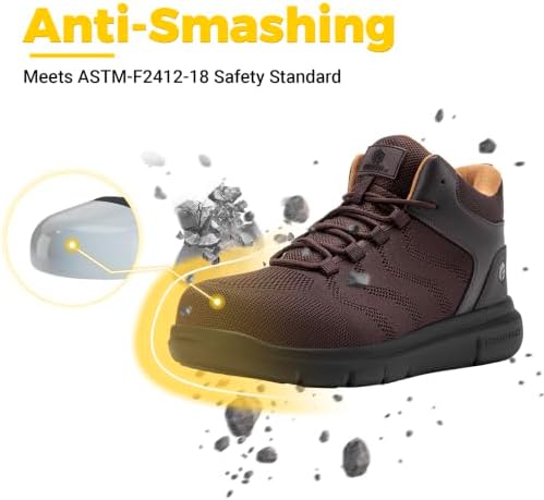 FitVille Extra Wide Work Boots for Men Composite Steel Toe Safety Boots High Top Work Shoes for Men