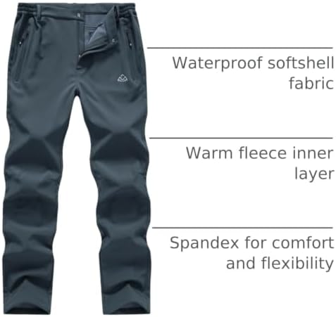 BASUDAM Men's Work Pants Softshell Winter Fleece Lined Insulated Outdoor