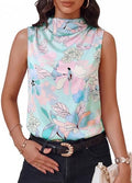 Cicy Bell Womens Mock Neck Satin Tank Tops Silky Business Casual Outfits