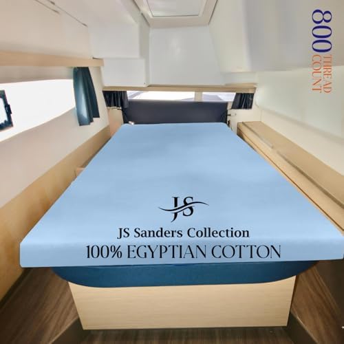 JS Sanders AFT Berth Boat Sheet 1 Pcs 600 TC Egyptian Cotton, Light Blue