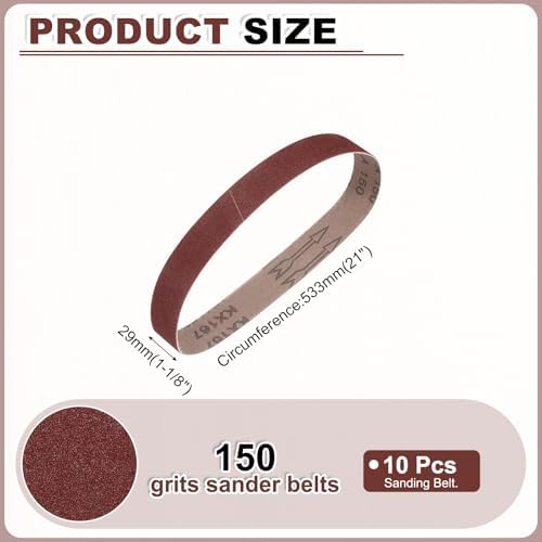 HARFINGTON 1-1/8 x 21 Inch Sanding Belts, 10 Pcs 150 Grits Aluminum Oxide
