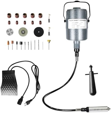 TOAUTO Flex Shaft Grinder, 380W 23000 RPM Multifunctional Rotary Tool, Hanging Grinding Machine with Accessory Kit, Foot Pedal for Carving, Buffing, Drilling, and Polishing