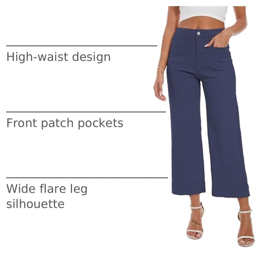 Wide Leg Jeans for Women Trendy High Waisted Flare Jeans Cropped Pants Stretchy Baggy