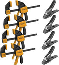 8-Piece Clamps for Woodworking - 4 Pcs 6 inch Bar Clamps, 4 Pcs Heavy Duty Metal Spring Clamps, Bar Clamps with 150 LBS Load Limit, Quick Release Triggers