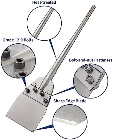 Firecore 6 Inch by 25 Inch SDS Max Floor Scraper Set with Replacement Blade