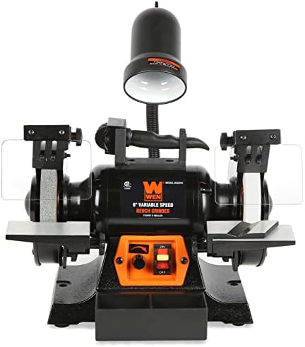 WEN BG625V 2.5-Amp 6-Inch Variable Speed Bench Grinder with Flexible Work Light , Black