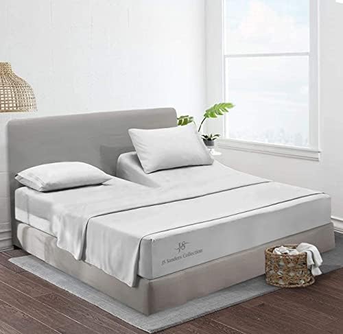 JS Sanders Collection Split Head Sheet Set King Size,Silver