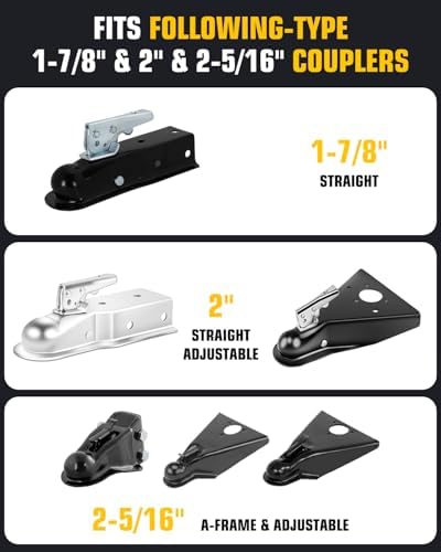 Heavy Duty Anti Theft Trailer Lock, Universal Fit 1-7/8", 2" and 2-5/16" Couplers, Reinforced Solid Steel Tow Lock for Trailer Tongue, Hitch Lock for RV, Cargo, Boat, Camper, Utility (Orange)