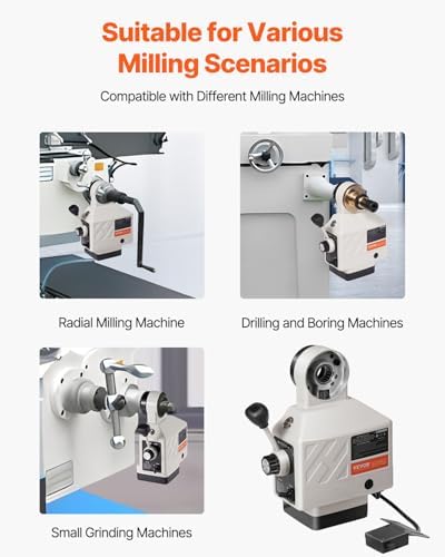 VEVOR Z-Axis Power Feed, Power Table Mill Feeder for Milling Machines, 0-200 RPM Adjustable Speed, 450 in-lb Torque, 120V Table Feed for Bridgeport and Knee-Type Mills with 5/8" End Shaft Diameter