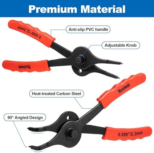Toolwiz Snap Ring Pliers Set, 10 Pcs Internal & External Circlip Pliers