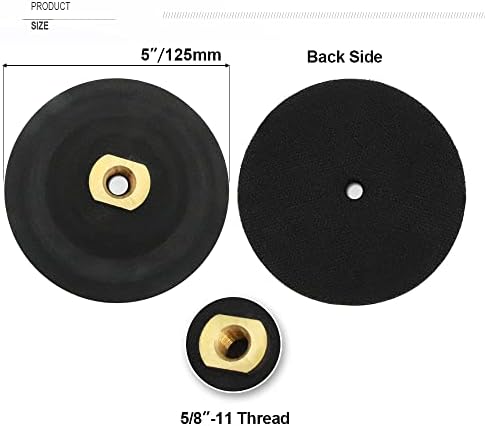 SHDIATOOL 5 Inch Backer Pad or Backing Pad of Rubber Body with 5/8-Inch-11 Thread for Diamond Pads