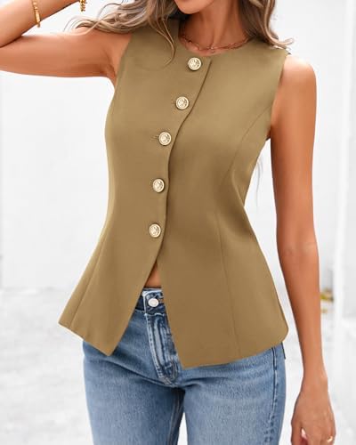 BTFBM Suit Vest Tops For Women Sleeveless Blazer Work Wear