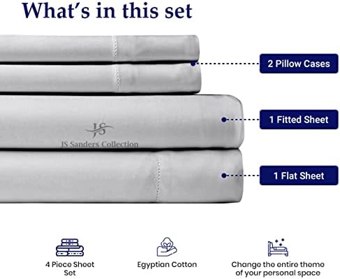JS Sanders Collection Split Head Sheet Set Cal. King Size,Silver