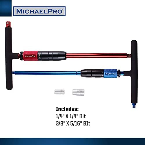 MichaelPro Gift Edition 1/4" & 3/8" Drive 2 Way Speed Adjustable T Handle Wrench Set, Patented Design with Spinner Handle, 3 Level Grip Positions, T Bar Socket Wrench Set, MP009015-XM