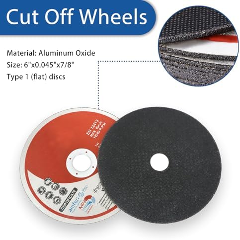 WFLNHB 50 Pack 6 Inch Cut Off Wheels for Metal and Stainless Steel Cutting Discs for Angle Grinders 6 x .045 x 7/8 Inch