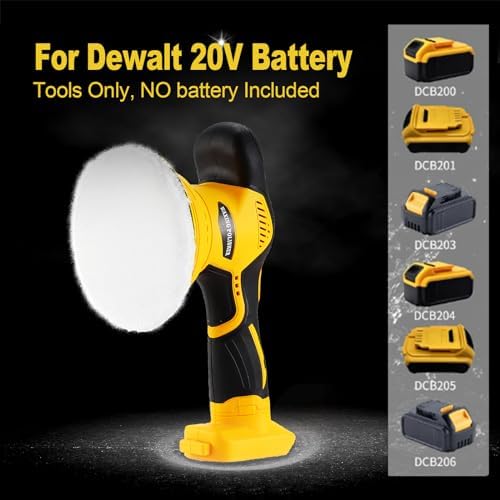 Buffer Polisher Compatible with Dewalt 20V Battery, Cordless 6 Inch Orbital Buffer, Brushless Motor Car Buffer for Boat, Car Polishing and Waxing (Tool Only, NO Battery )