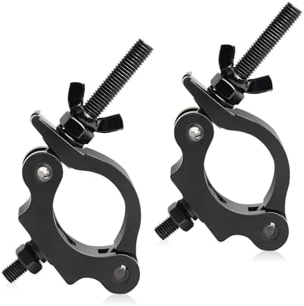 Black Clamps for Lights Stage Lighting Accessories（2pack), Lighting O Clamps, Quick Release Truss Clamp, 40mm-52mm Half Coupler Mounting Bracket, Stage Light Clamp