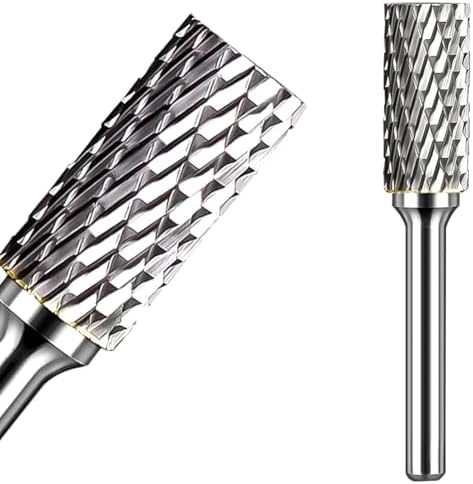 Carbide Burr Set 1/4" Shank SA-5 Die Grinder Bits Tungsten Double Cut Burr Bits (1/2" Cutter Dia X 1" Cutter Length) for Die Grinder Kits Metal Grinding Drilling Polishing (1pcs)